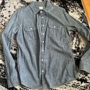 J.Crew-The Perfect Shirt-Womans Lng Slve. Button Sz.M/Blue Denim/Chambray Style